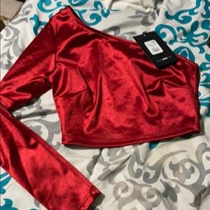1 sleeve red crop top